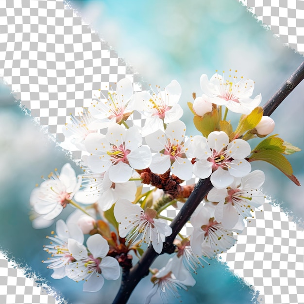 PSD spring garden adorned with beautiful white blossoms on blooming tree