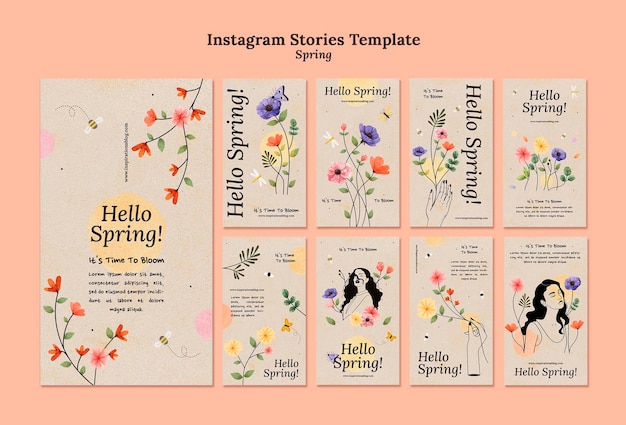 Modello di storie di instagram di primavera