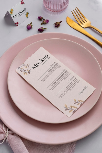 Spring menu with plates and cutlery