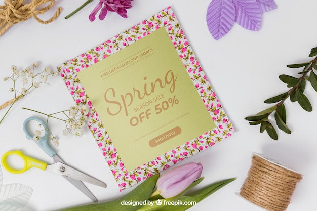 Spring mockup met een schaar