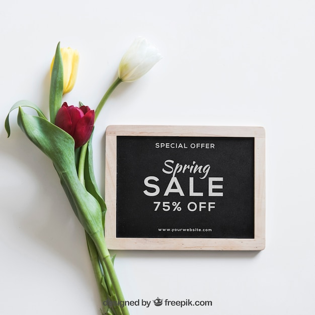 Spring mockup met lei en bloem