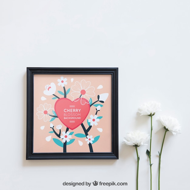 PSD spring mockup with black frame