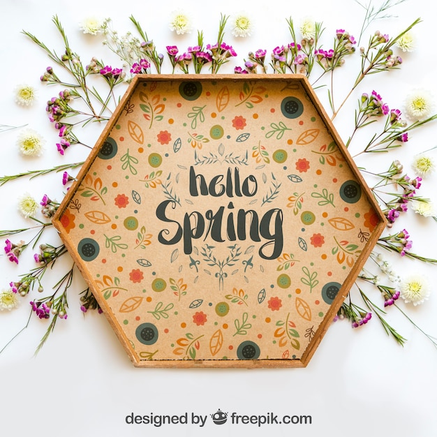 Spring mockup with hexagonal frame