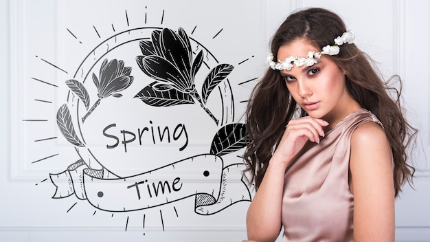 Spring mockup with stylish woman