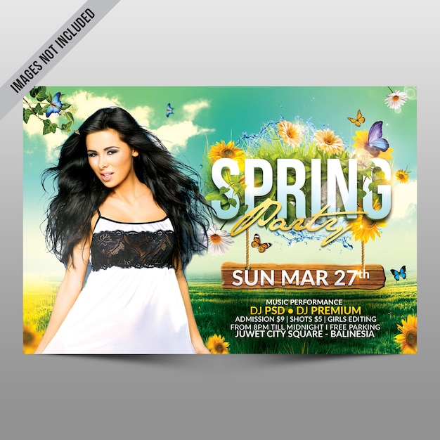 PSD spring party flyer horizontal