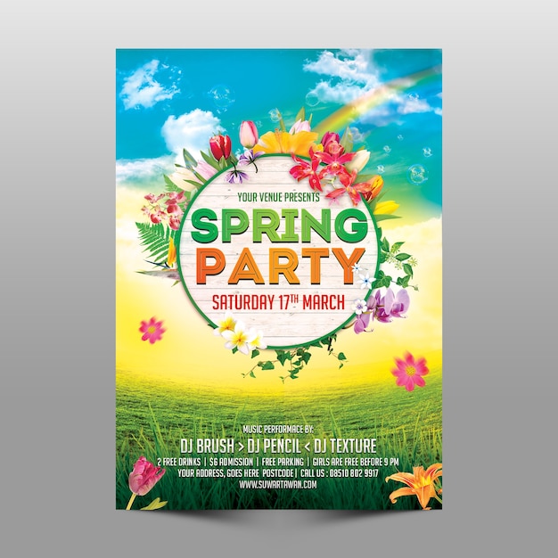 Spring party flyer mockup