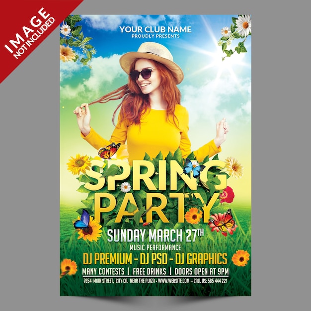 PSD spring party flyer psd-sjabloon