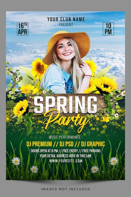 PSD spring party flyer psd template