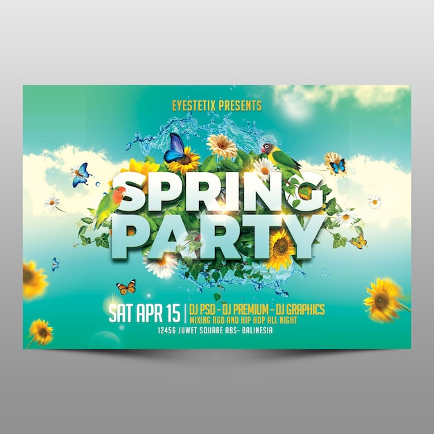 PSD volantino orizzontale spring party