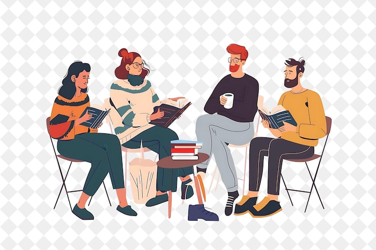 PSD spring poetry reading with poets reciting their works design png festival 2d flat art illustrations