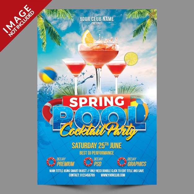 PSD spring pool cocktail party template