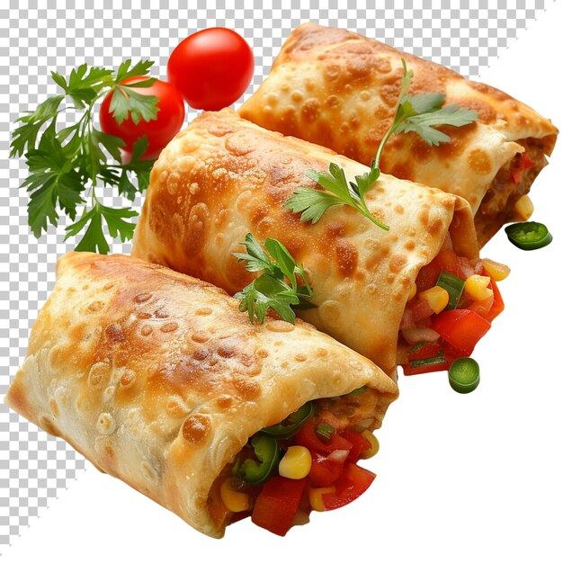 Spring rolls with sweet chili sauce chimichangas food day isolated on transparent background