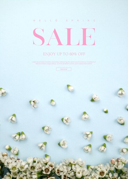 Spring sale banner template with beautiful flowers