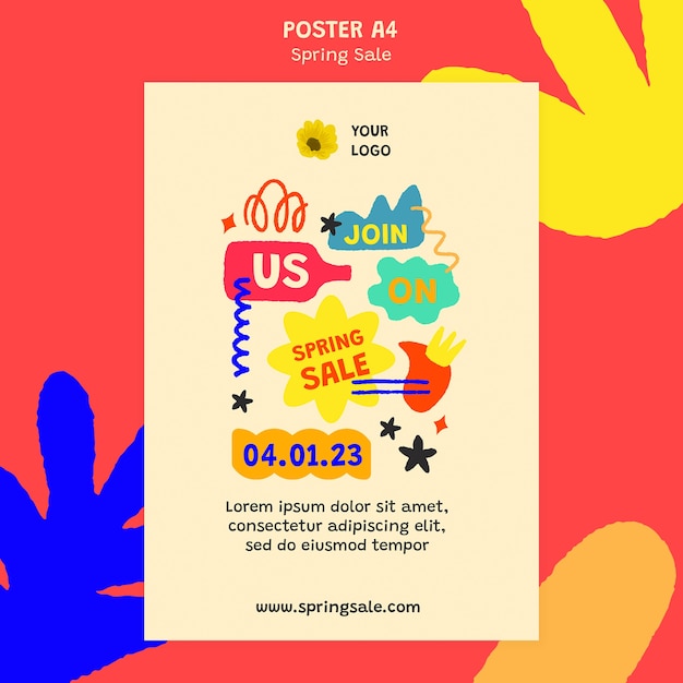 PSD spring sale discount poster template
