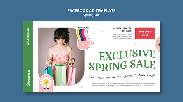 PSD spring sale facebook  template