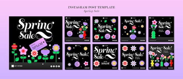 Spring sale instagram posts template