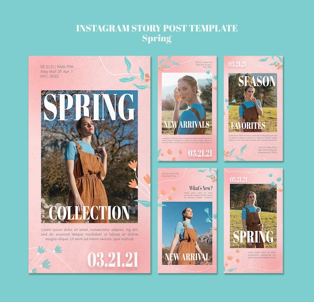 PSD storie di instagram di vendita di primavera