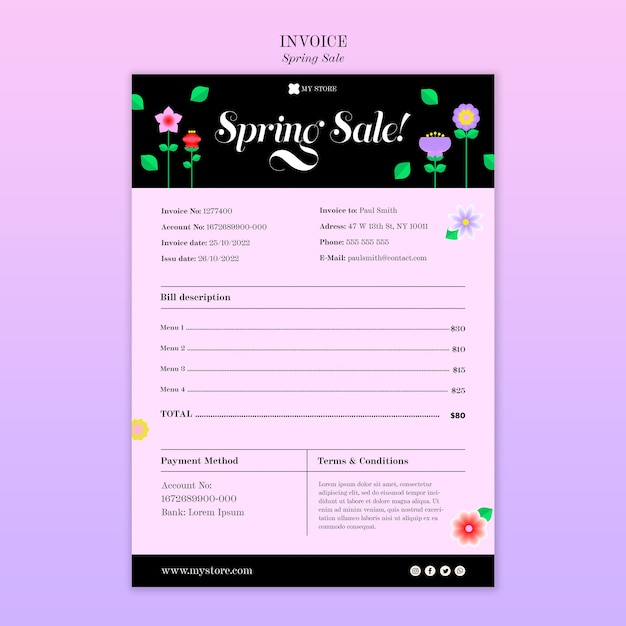 PSD spring sale invoice template