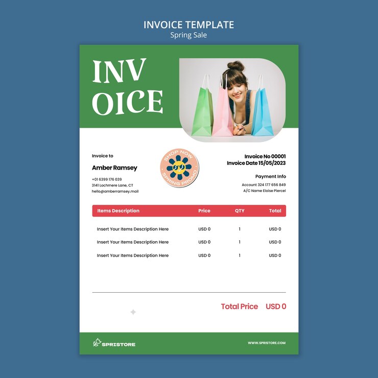 PSD spring sale invoice template