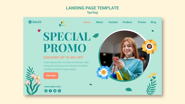 PSD spring sale landing page template