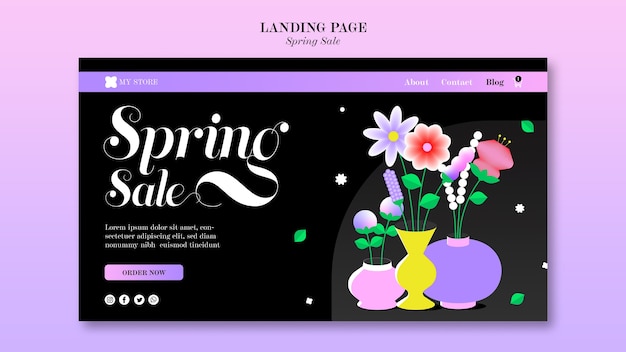 PSD spring sale landing page template