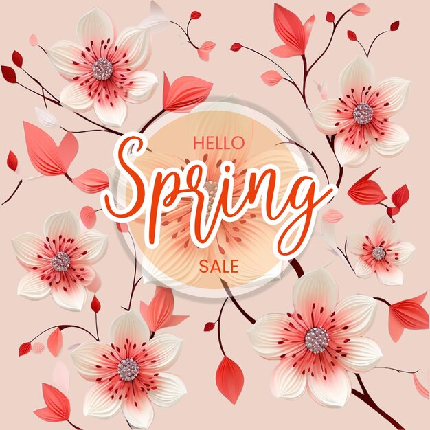 PSD spring sale poster design enriched with exquisite flowers