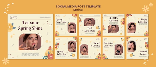 Spring sale social media posts template