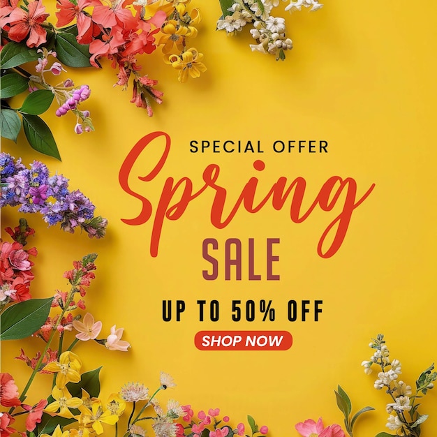 PSD spring sale special offer social media or instagram post design template