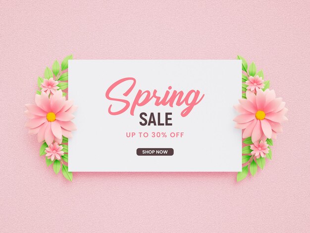 Spring sale square frame template with beautiful flower