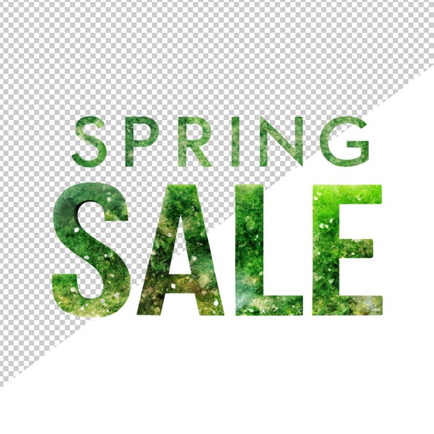 PSD spring sale text banner on transparent background