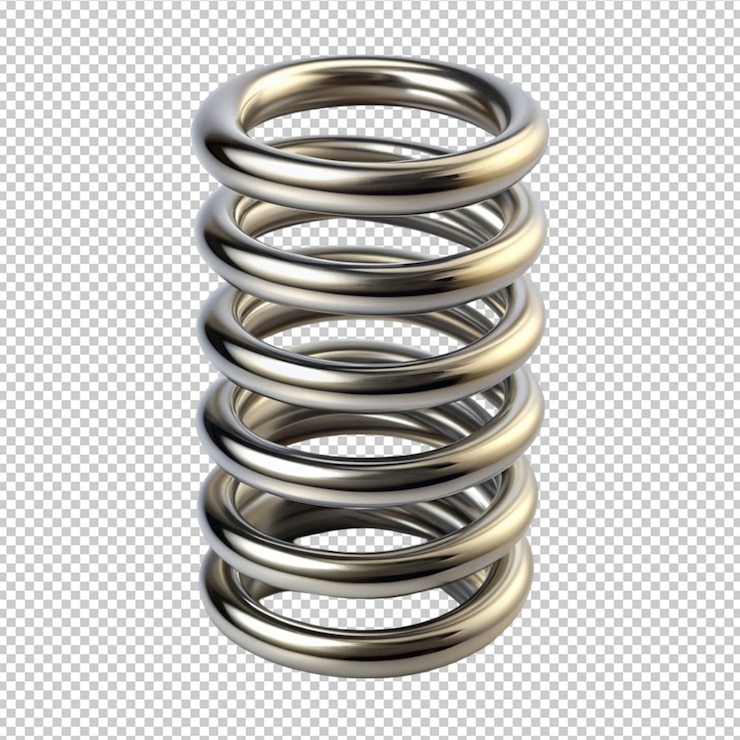 PSD spring shape metal on transparent background