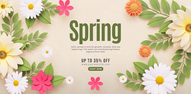 Spring social media banner design template