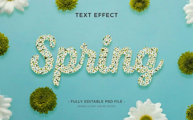 Spring text effect with vegetation