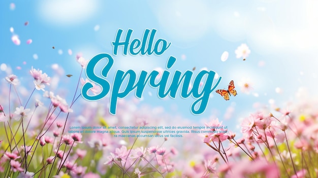 Spring Web Banner Social Media Template Design blurflower background