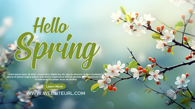 Spring Web Banner Social Media Template Design blurflower background