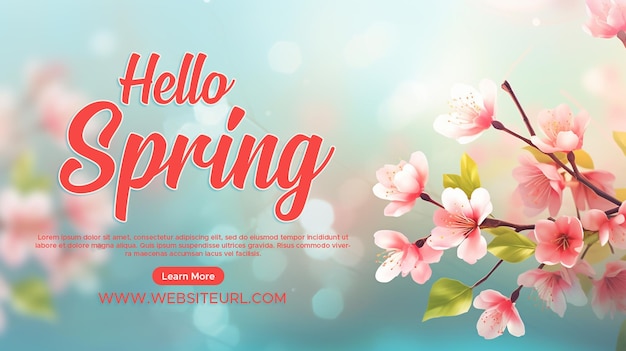 Spring Web Banner Social Media Template Design Blurflower tło