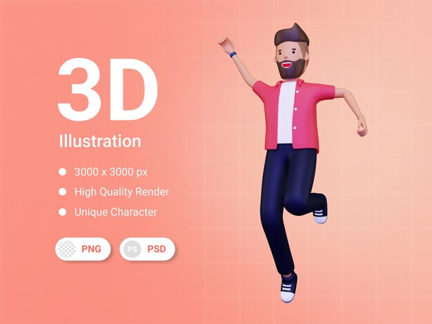 Springende man 3d illustratie