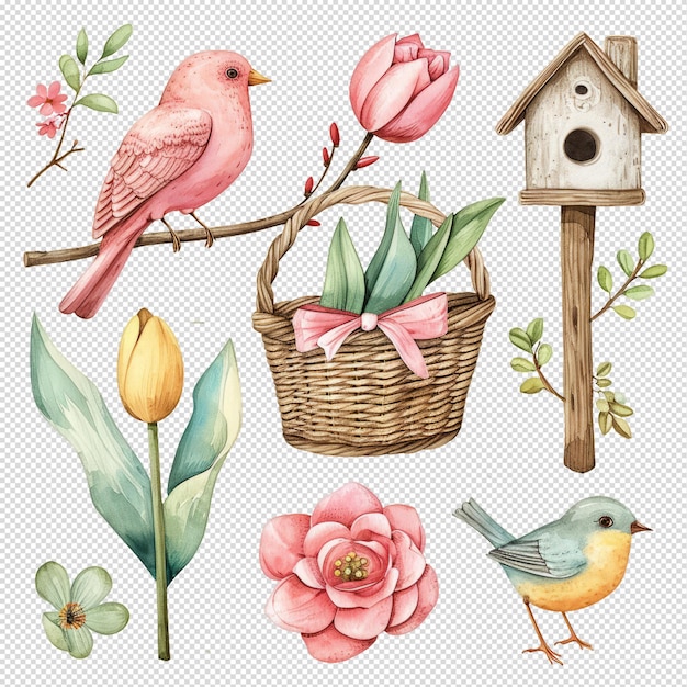 PSD springtime watercolor illustration