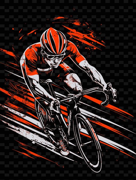 PSD sprint rowerzysty z aerodynamiczną pozycją z określoną ilustracją ostrości płaskiego 2d sport backgroundu