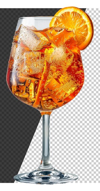 PSD spritz aperitief cocktail met sinaasappel in een wijnglas op een doorzichtige achtergrond png