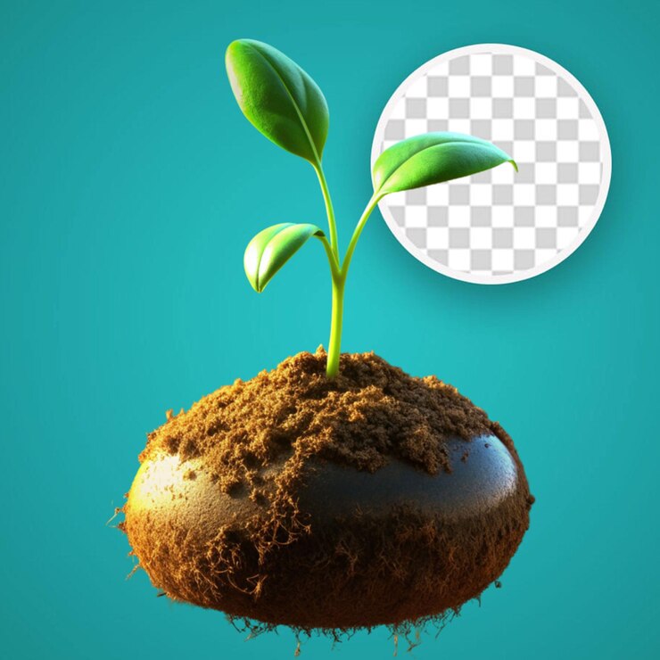 PSD sprout plant with roots and soil