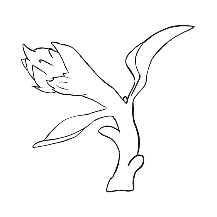 PSD sprout with bud line art illustration