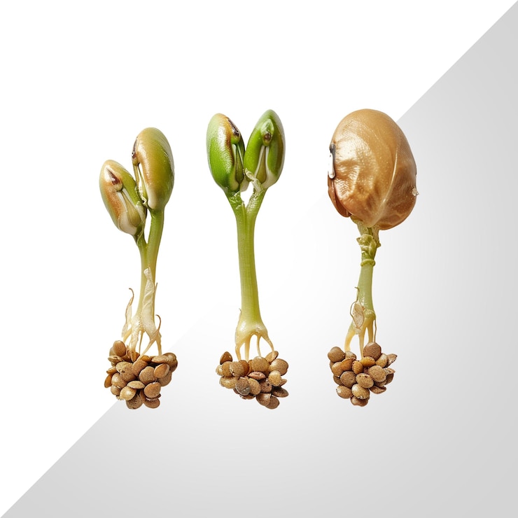 PSD 発芽した豆透明な背景に隔離されたリンツの種