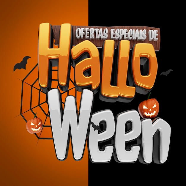 PSD sprzedam odznakę 3d „oferta especiais de halloween”.