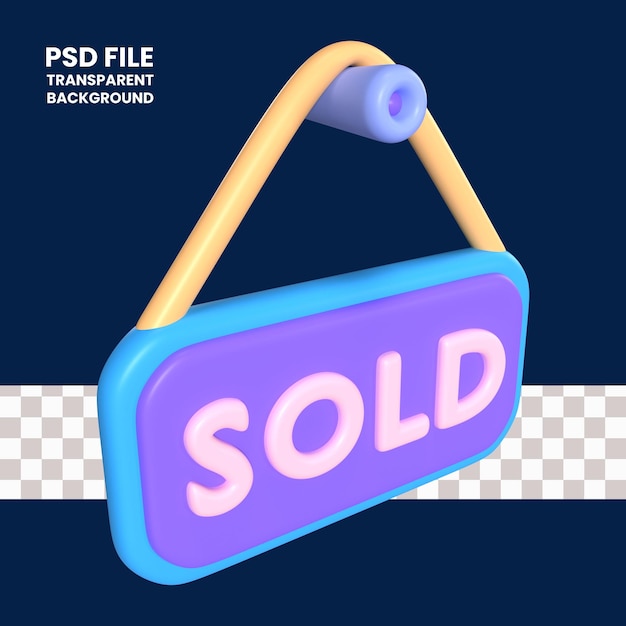 PSD sprzedawane ikona ilustracja 3d