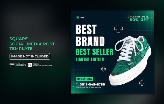 PSD sprzedaż butów na kwadratowy szablon postów w mediach społecznościowych