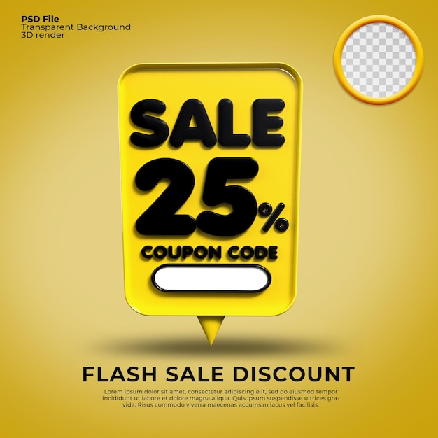 sprzedaż flash numer rabatu 25 procent 3d bubble yellow