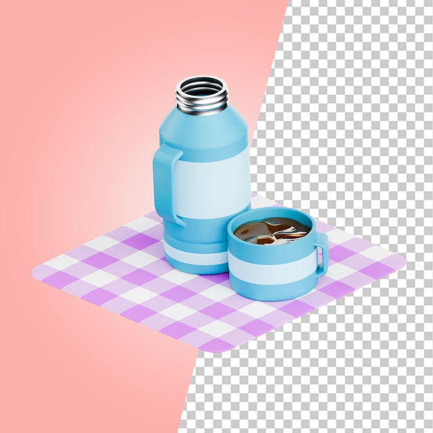 Sprzęt piknikowy Ikony 3D Render Clipart