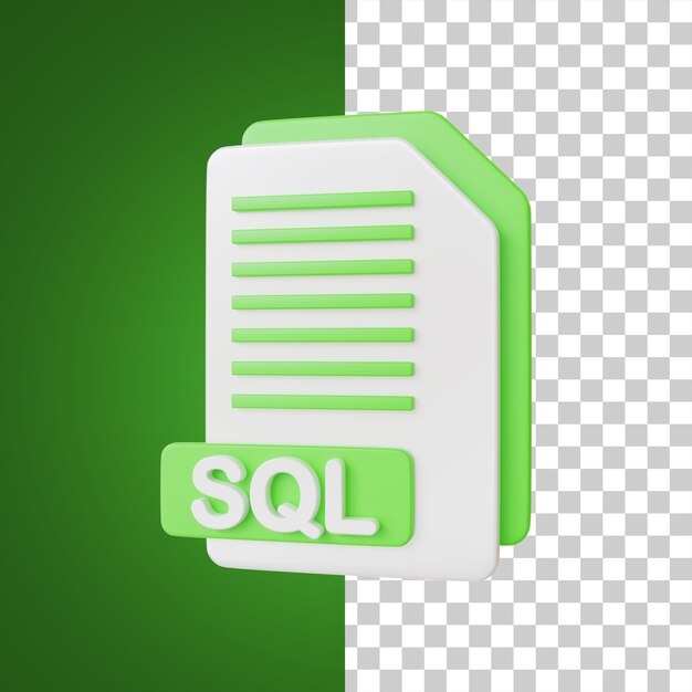 PSD sql document file format 3d illustration