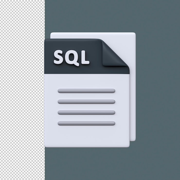 PSD sql file format 3d icon script file for database queries data management
